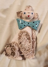 Vintage Pink Spaghetti Poodle Figurine (Missing Glasses) &amp; Blue Bow - 5.5&quot; - £23.74 GBP