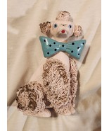 Vintage Pink Spaghetti Poodle Figurine (Missing Glasses) &amp; Blue Bow - 5.5&quot; - $558.69 MXN