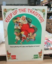 1970s Coca Cola Sprite Keep Up Tradition Christmas Cardboard Sign Santa A - $251.17