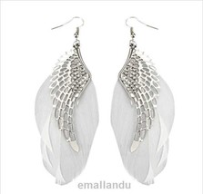 Angel Wings White Black Blue Red Purple Four Color Feather Earring Chandelier Lo - £5.27 GBP