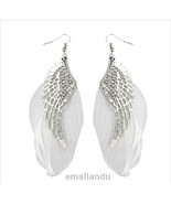 Angel Wings White Black Blue Red Purple Four Color Feather Earring Chand... - $9.02 CAD