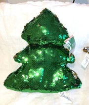 PILLOW SEQUIN Christmas TREE GREEN decoration plush  CHRISTMAS - £10.87 GBP