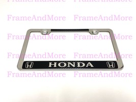 1x Honda Carbon Fiber Box Style Stainless Steel Chrome Metal License Pla... - £10.59 GBP