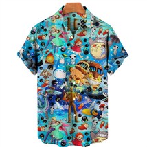 Japanese Anime My Neighbor Totoro Faceless Summer Unisex Button Up Shirt Top - £8.20 GBP+