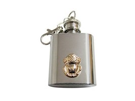 Rose Gold Toned Divers Helmet 1 Oz. Stainless Steel Key Chain Flask - £23.59 GBP