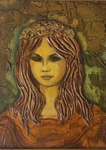 1969 Vintage &amp; Signed KAUFMAN Portrait of a Woman Mixed Media Art Painting - £386.61 GBP