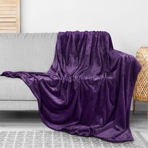 Fleece Throw Size Purple 300Gsm Luxury Blanket For Couch Sofa Bed Anti-Static - £22.00 GBP
