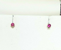18ct Rose Gold &amp; Natural Ruby Kids Earrings 0.04ct child friendly safe &amp;... - $3,195.09 MXN
