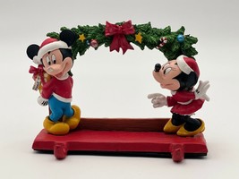 Mickey &amp; Minnie Christmas Picture Frame and Double Stocking Holder Cast ... - $17.82