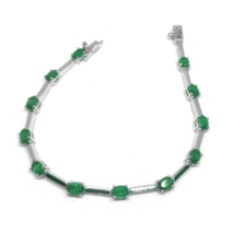 Smaragd Line Armband Natürlicher Zierliche 925Silver - $206.44+