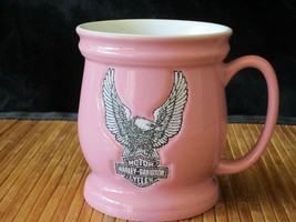 Harley Davidson Pink Coffee Mug Tea Cup Silver Glider Eagle Made in Thai... - £15.17 GBP