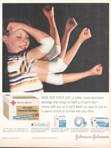 1960 Johnson and Johnson Bandage Vintage Print Ad Little Boy Skinned Elb... - $10.97