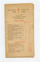 Red Dragon Mah Jong Score Card 1923 Mrs Prescott Warren Newton Massachus... - $245.52
