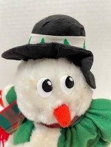 Vintage Christmas Snowman Plush Decoration Stuffed Standing 9&quot; - £12.21 GBP