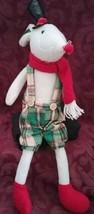 Elegant Christmas Sitting Mouse With Hat, Scarf Overalls 20&quot; Decor - £22.29 GBP