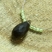 Smoky Quartz Faceted Drop Peridot Beads Briolette Natural Loose Gemstone Jewelry - £2.34 GBP