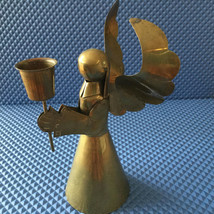 VTG Handmade Brass Angel Candelabra Candle Holder Religious Antique Xmas... - £23.90 GBP