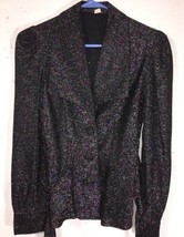 No Brand Womens Jacket Sz 5 Glitter Shirt Black Top Vintage - £31.35 GBP