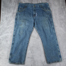 Wrangler Jeans Men&#39;s 40x29 Rugged Wear Work Repaired Distressed Stains Worn Big - £18.88 GBP