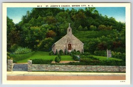 Postcard ST Joseph&#39;s Church North Carolina, NC, Bryson City Linen - £3.93 GBP