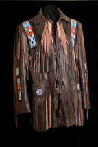 Men&#39;s American Sioux Beading Jacket Handmade Fringe with 100% Distress L... - £71.51 GBP+