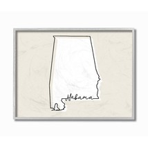 Stupell Industries Alabama Home State Map Neutral Print Design Gray Framed Wall  - $73.99