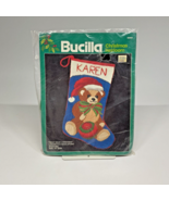 Bucilla Teddy Bear Christmas Santa Hat Needlepoint Stocking DIY Kit 6066... - $109.99