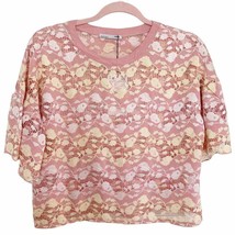 Zara Basic Pink Yellow Lace Crop Top  Small NWT - £33.14 GBP