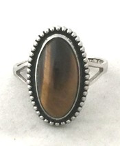 Vintage Sterling Silver Native American Navajo Tiger Eye Ring Size 6.75 3.7g - £41.09 GBP