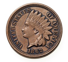 1862 1C Indien Cents En Extra Fin XF État Marron Couleur, Complet Perles - $62.36