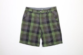 Lululemon Mens Size 36 Flat Front Kahuna Chino Golfing Golf Shorts Green Plaid - £43.48 GBP