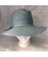 Vintage Pale Blue Wide Brim Ladies Hat Woven Union Hatters Cap &amp; Millinery - £23.91 GBP