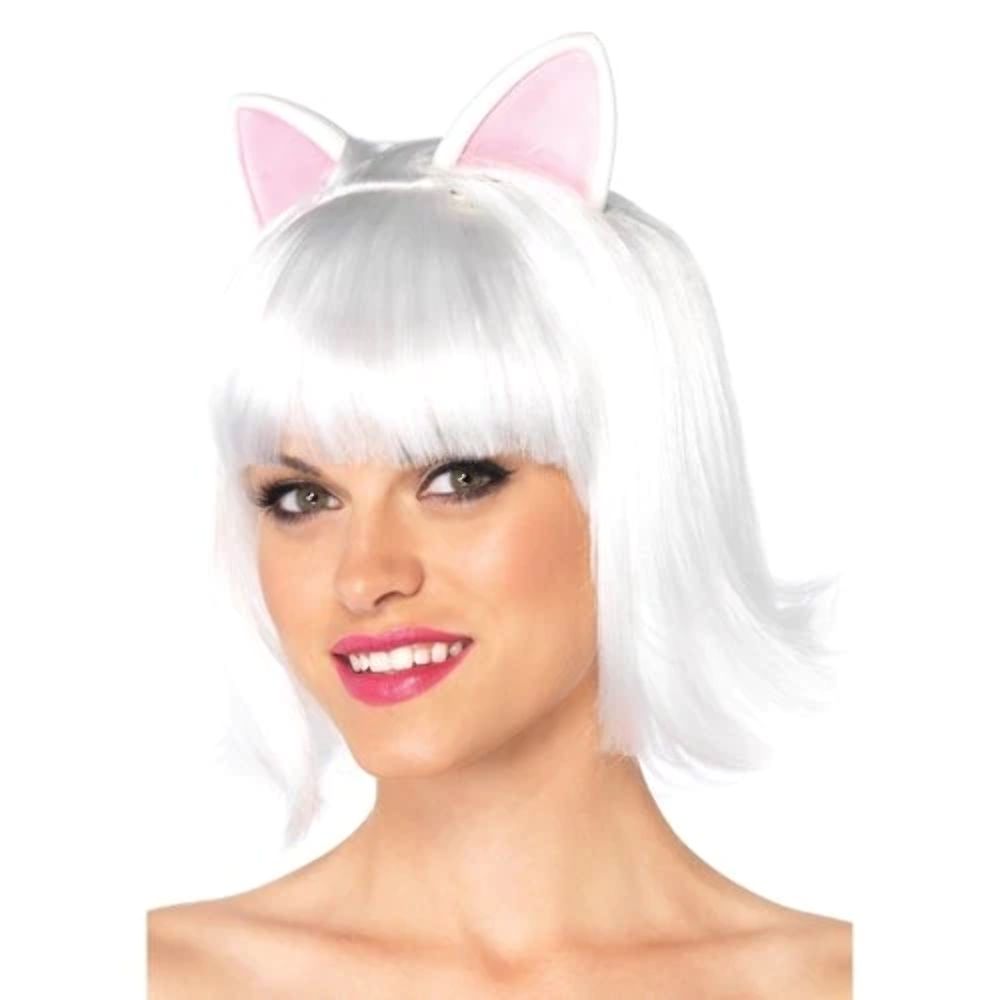LEG AVE WHITE KITTY KAT BOB FLIP WIG w/ATTACHED EARS COSTUME ACCESSORY 2650 Item image 2