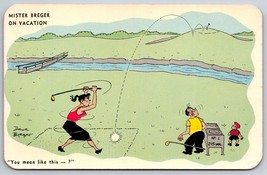 Artist Signed Dave Breger Mister Breger on Vacation Golf UNP Chrome Post... - $2.63