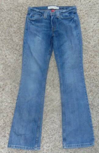 Primary image for Womens Jeans Mossimo Medium Blue Whisked Faded Distressed Denim Jr Girls-size 7