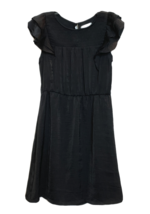 Old Navy Dress Girl&#39;s 6-7 Faux Silk Black Jack Ruched Bodice Flutter Sleeves - £9.30 GBP