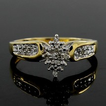 1/20Ct Rund Natürlich Diamant Haufen Verlobung Ring 14K Vergoldet Silber - £107.48 GBP