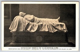 Statue of Robert E Lee in Lee Memorial Chapel Lexington VA UNP WB Postcard K3 - £6.29 GBP