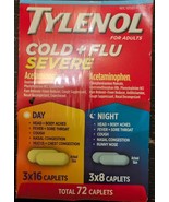3xTYLENOL Cold and Flu Severe Adults 16 Ct Day &amp; 8Ct Night Caplets Exp: ... - $309.25 MXN