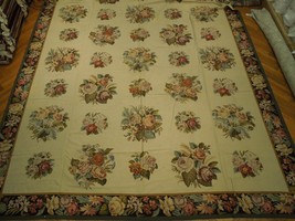 French Bouquet Needlepoint 13&#39; x 20&#39;  Flat Weave Rug PIX-21395 - £2,552.12 GBP