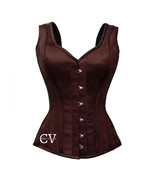 Brown Shoulder Straps Overbust Corset Dress Christmas Costume Bustier Top - $69.99 - $79.99