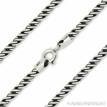 3mm Bali S-Link Italian Rope Chain Necklace Oxidized .925 Italy Sterling Silver - £69.06 GBP+
