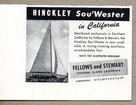 1948 Print Ad Hinckley Sou&#39;Wester Sail Boat Fellows &amp; Stewart Terminal Island,CA - £6.68 GBP