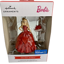 Hallmark 2022 HOLIDAY BARBIE Ornament Hook Resin Red Dress Walmart Exclusive NEW - £12.73 GBP
