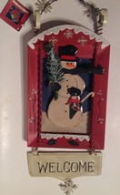 Olde World Christmas Wood Snowman Welcome Plaque Sign - £10.05 GBP