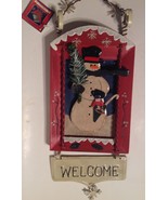 Olde World Christmas Wood Snowman Welcome Plaque Sign - £10.01 GBP