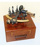 Antique Brass Marine Nautical Sextant Navigational Instruments With Wood... - $222.32