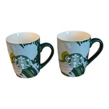 (2) Starbucks Coffee Mugs Tea Cups 2021 10oz Green Abstract Water Design - £20.69 GBP