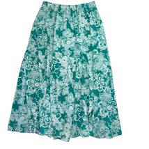 Vtg Maggie Sweet Womens Green and White Elastic Waist Midi Skirt, Size M - £10.92 GBP