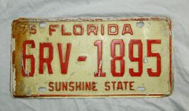 Classic United States Florida 1975 (RV) License Plate # 6RV-1895 - $6.88